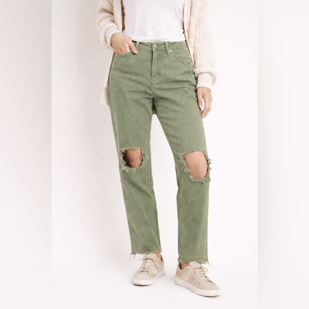 KANCAN Womens Sage army green Distressed jeans Size 11/29